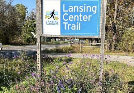Lansing Central Trail wooden sign