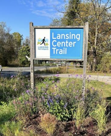 Lansing Central Trail wooden sign