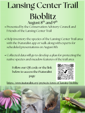 Lansing Center Trail Bioblitz flyer