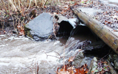 Storm water flowing